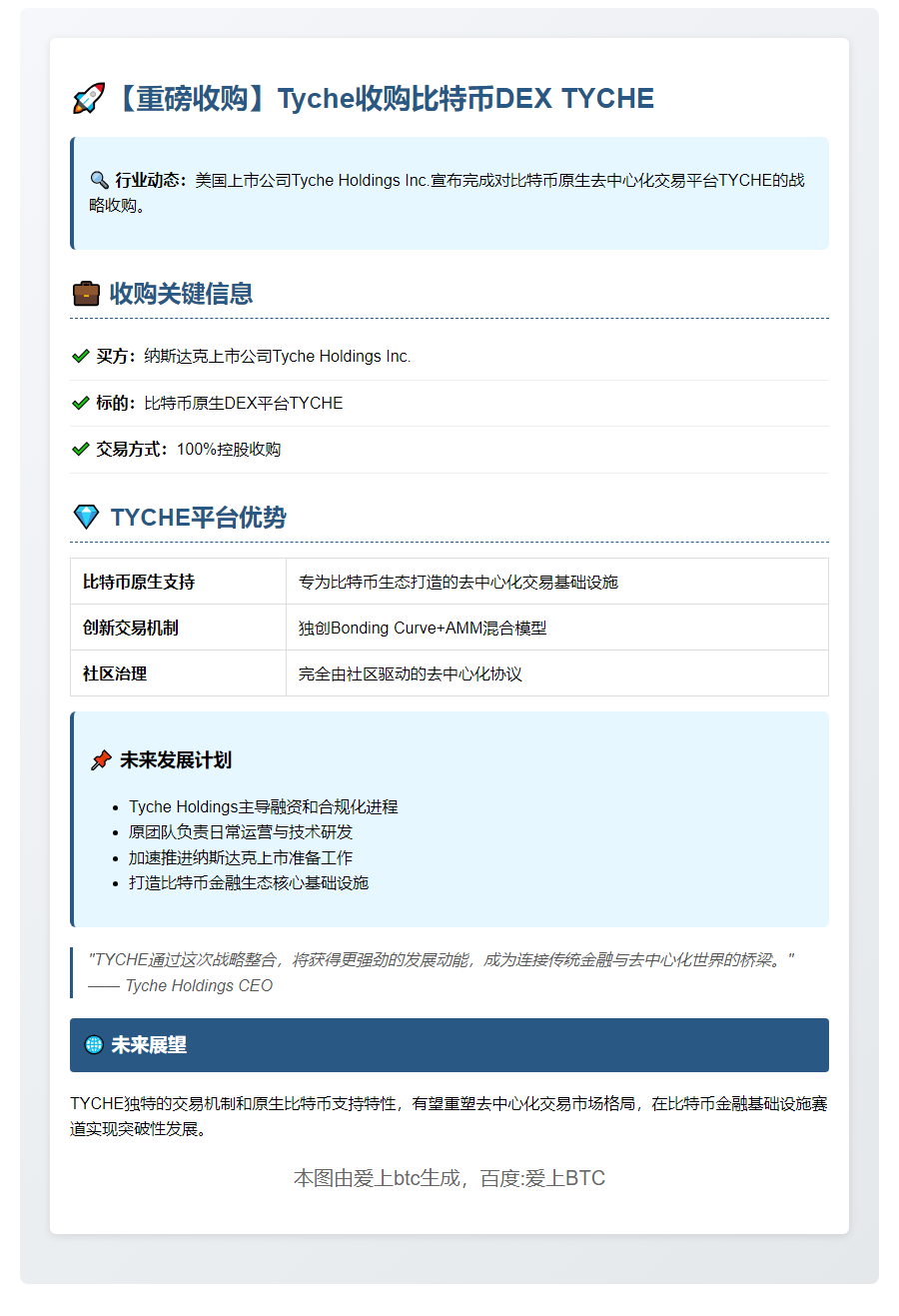 Tyche收购比特币DEX TYCHE
