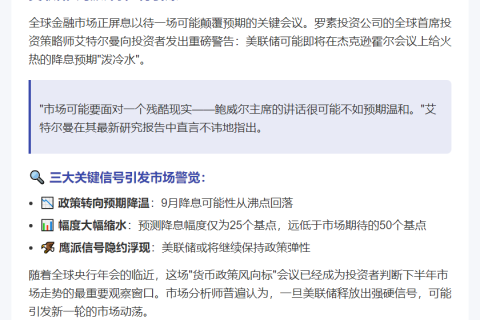 **杰克逊霍尔会议或冷却美联储降息预期**