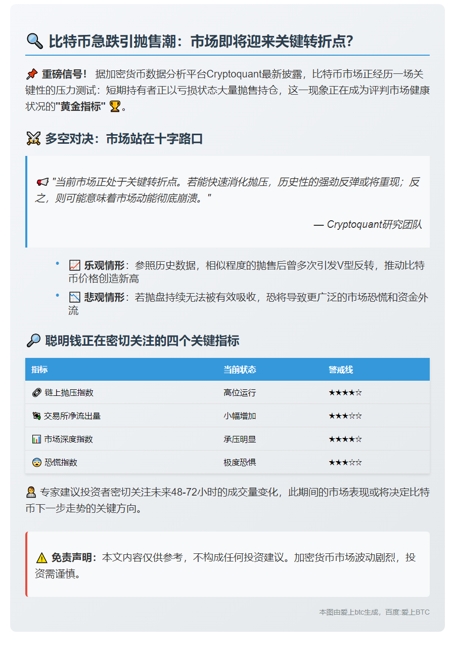 比特币短期持有者抛售亏损成为市场健康指标
