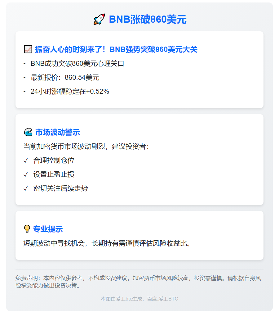 BNB涨破860美元