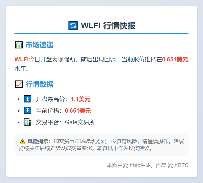 WLFI闪涨至1.1美元后回落至0.651美元
