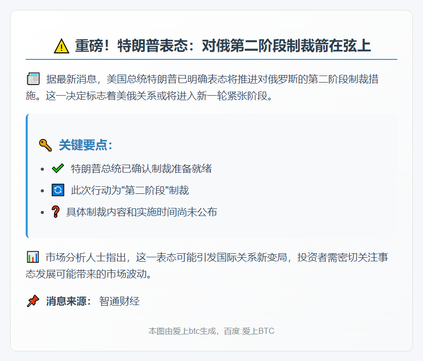 特朗普：将对俄实施第二阶段制裁