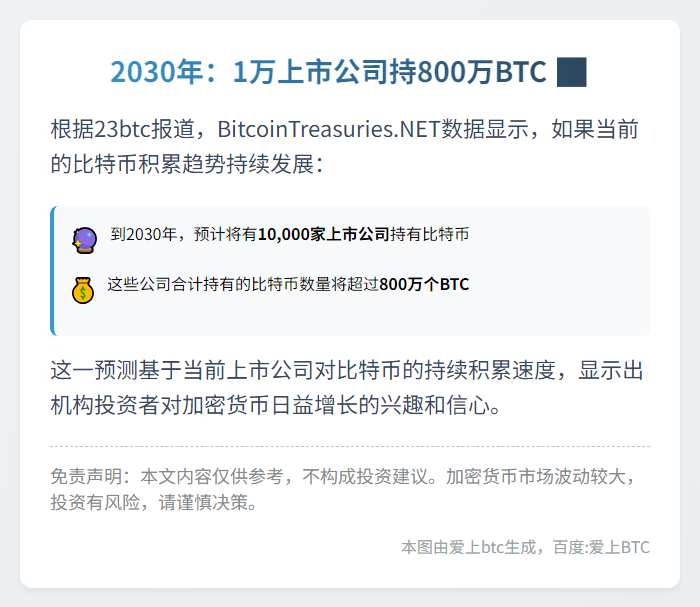 2030年：1万上市公司持800万BTC