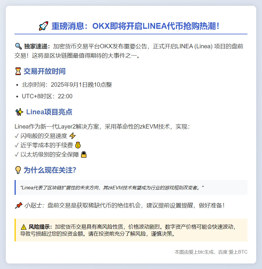 OKX上线LINEA盘前交易