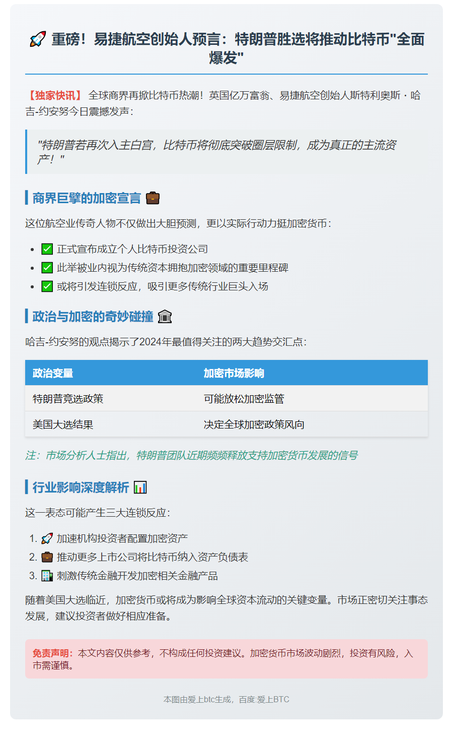 特朗普连任或助比特币主流化