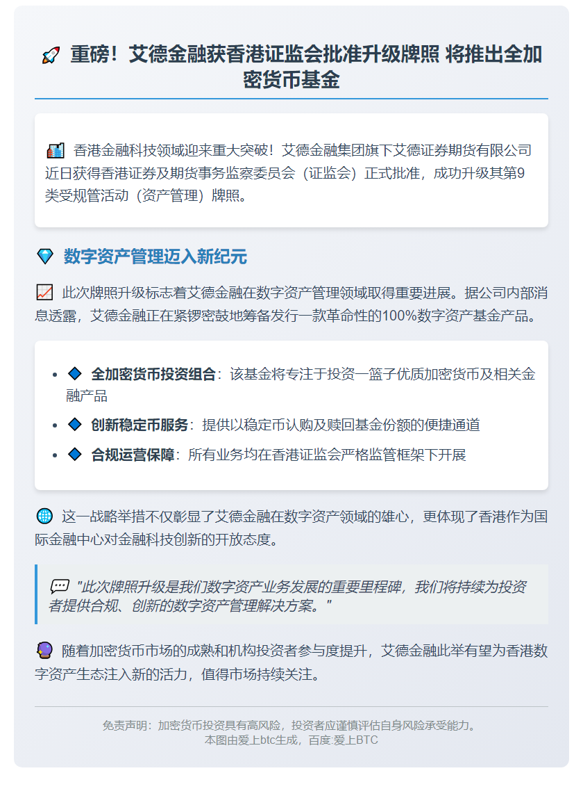 艾德金融升级牌照推加密货币基金