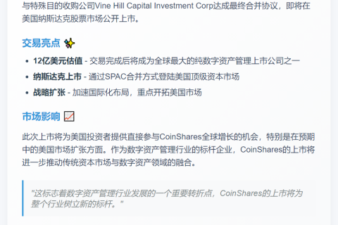 CoinShares 借合并赴美上市