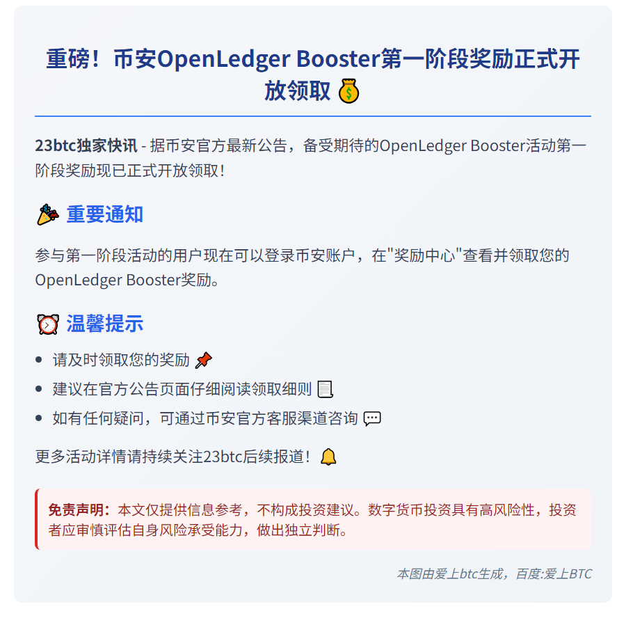币安首期OpenLedger奖励开放领取