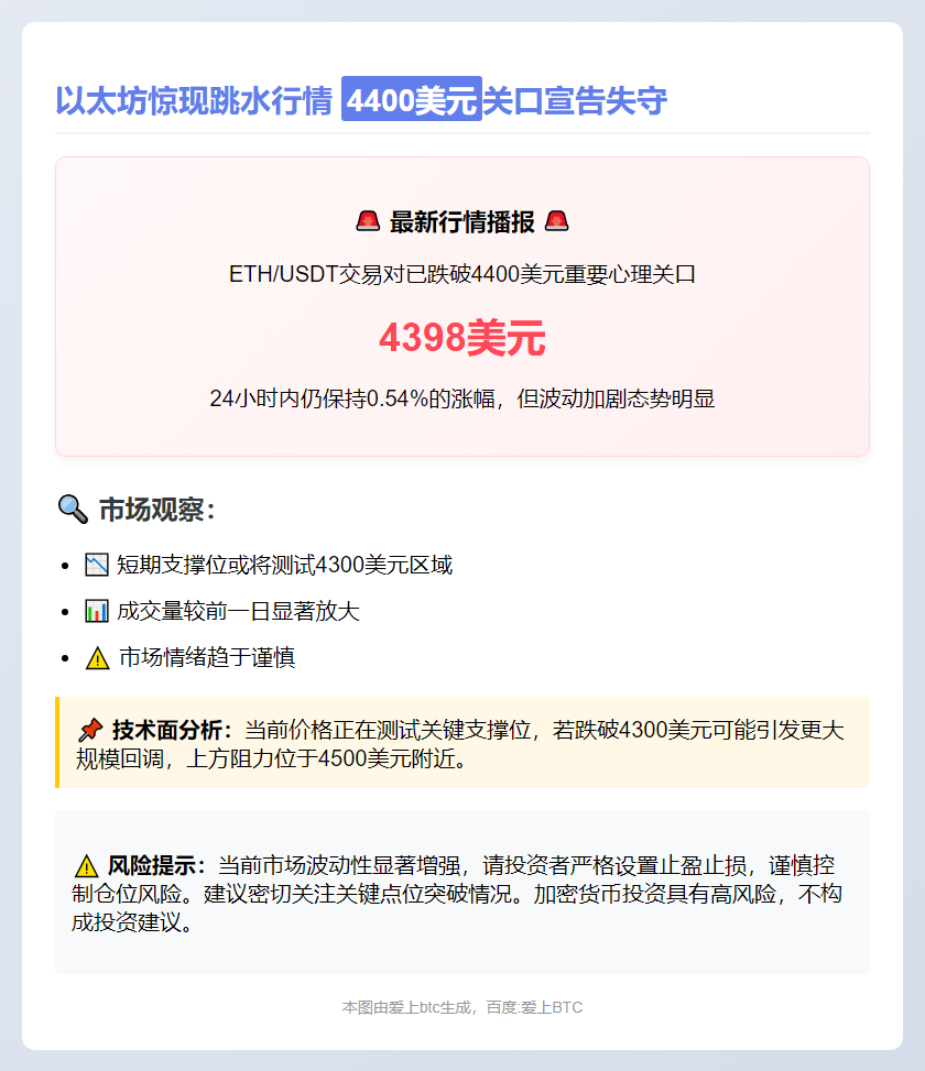 ETH失守4400美元
