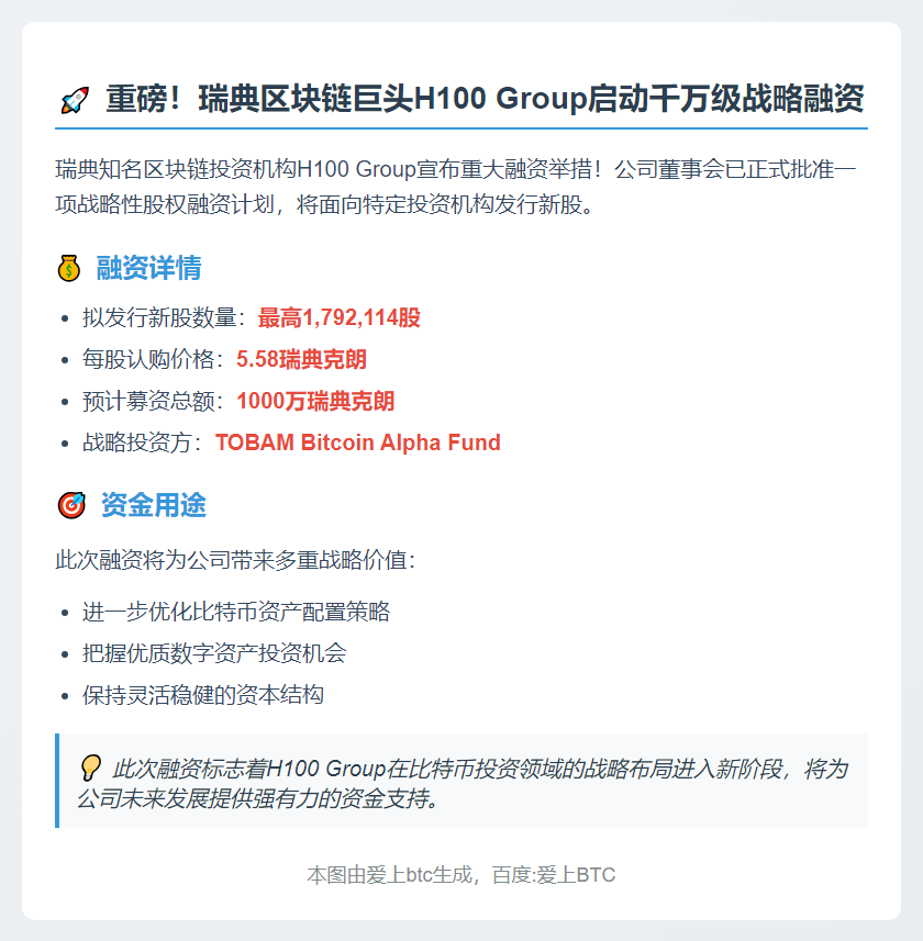 瑞典H100 Group配股募资千万克朗