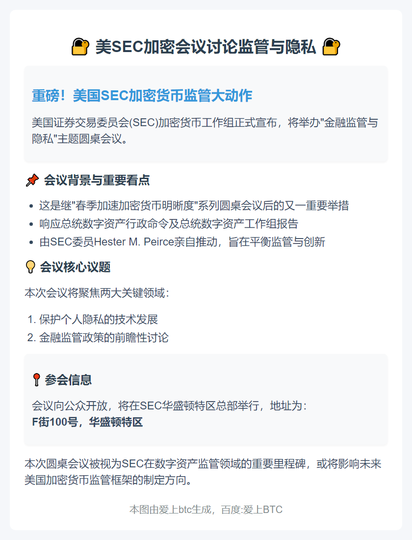 美SEC加密会议10月17日讨论监管与隐私