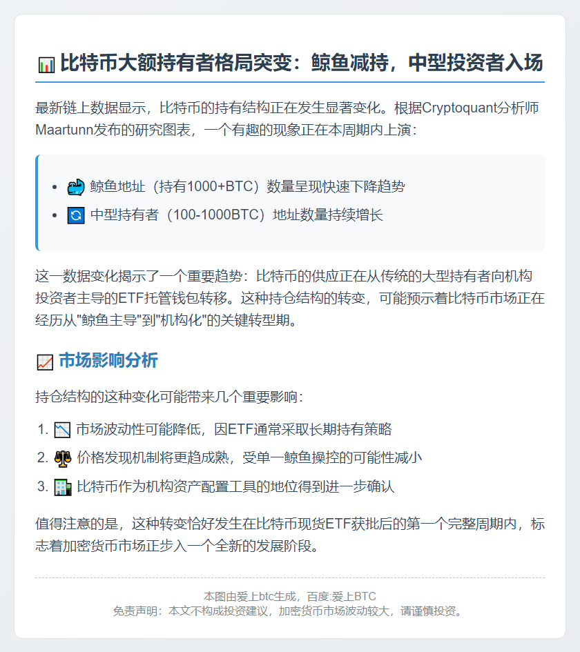 大额比特币持有地址数量增长