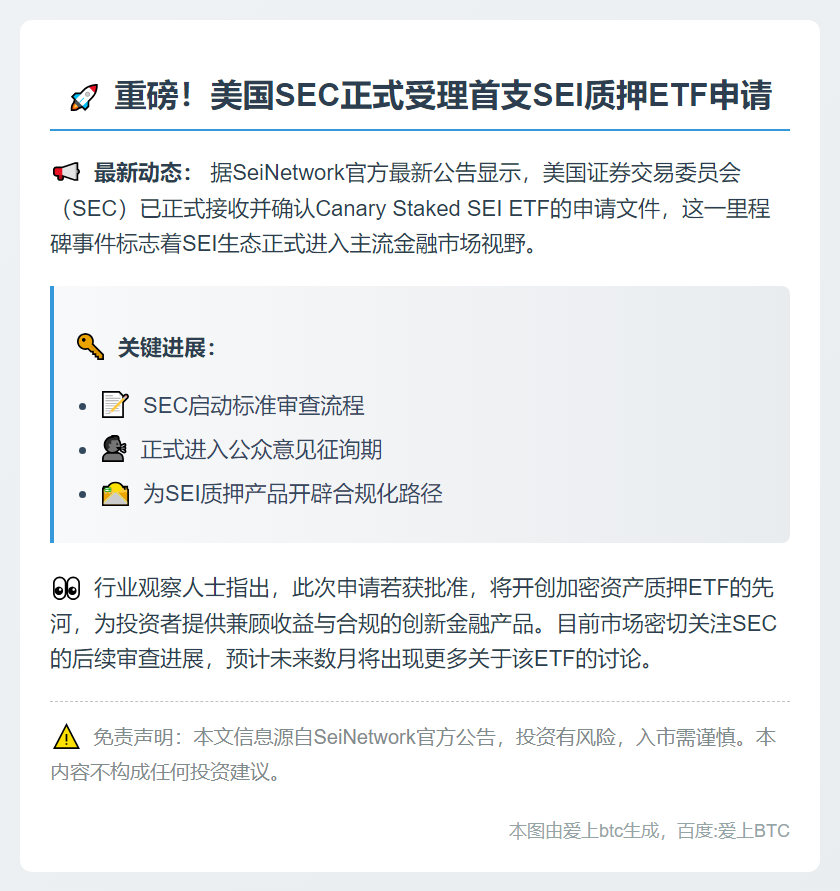 SEC确认收到SEI ETF申请