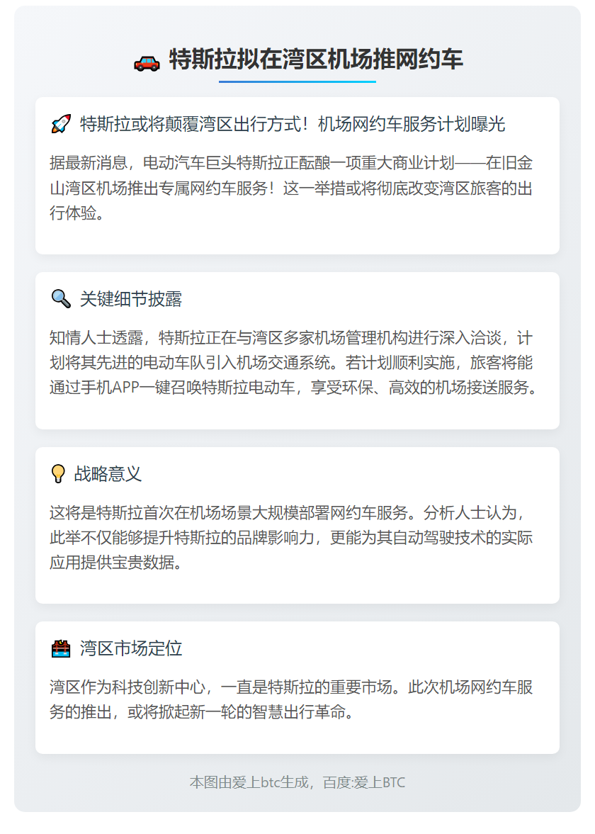 特斯拉拟在湾区机场推网约车