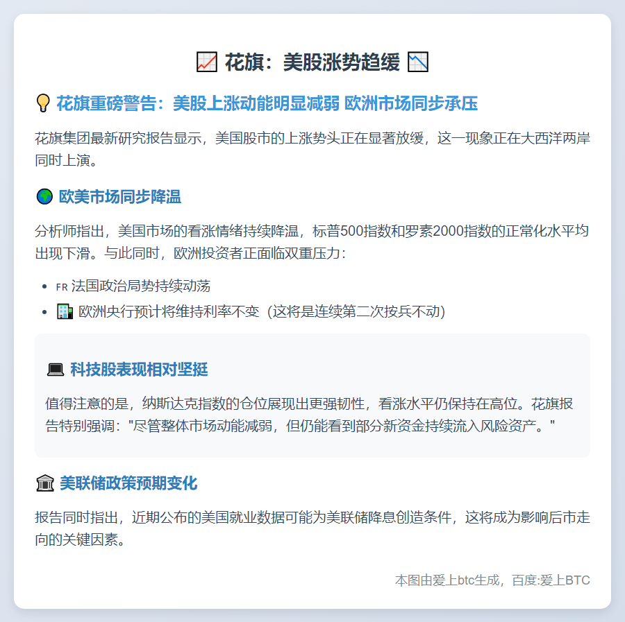花旗：美股涨势趋缓