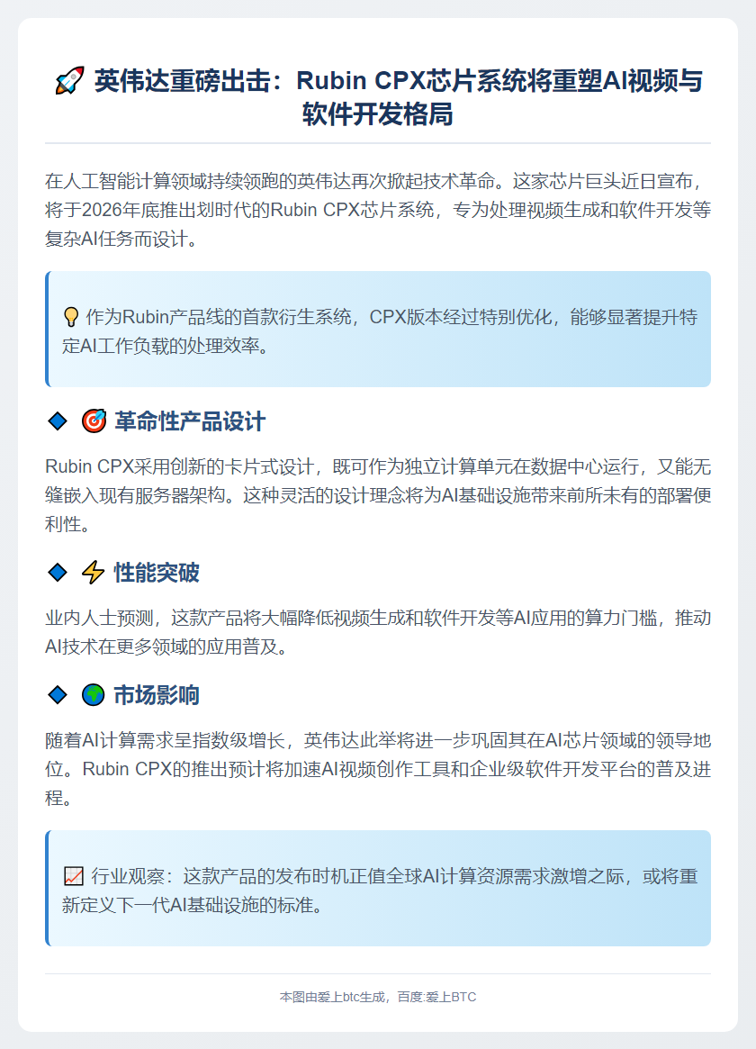 英伟达发布AI视频生成新芯片