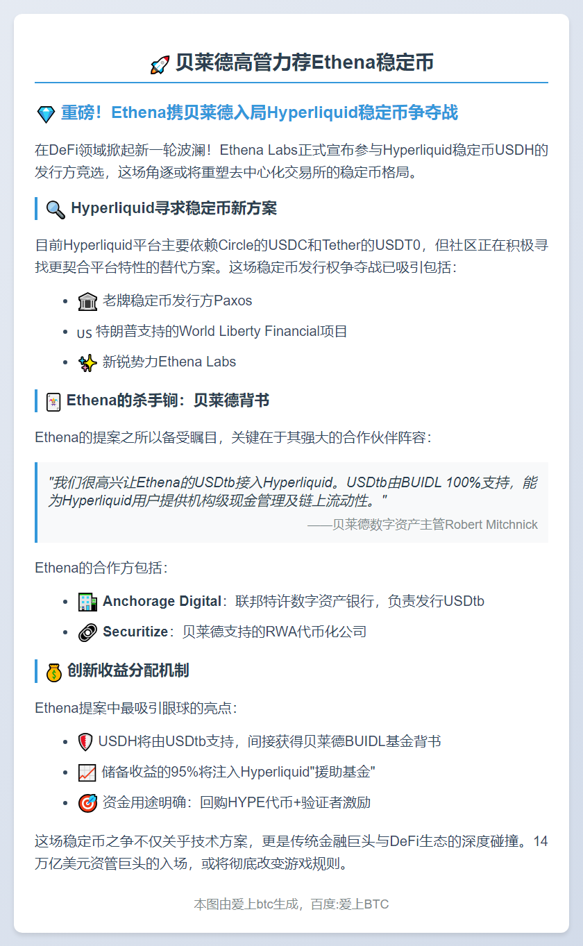 贝莱德高管力荐Ethena稳定币