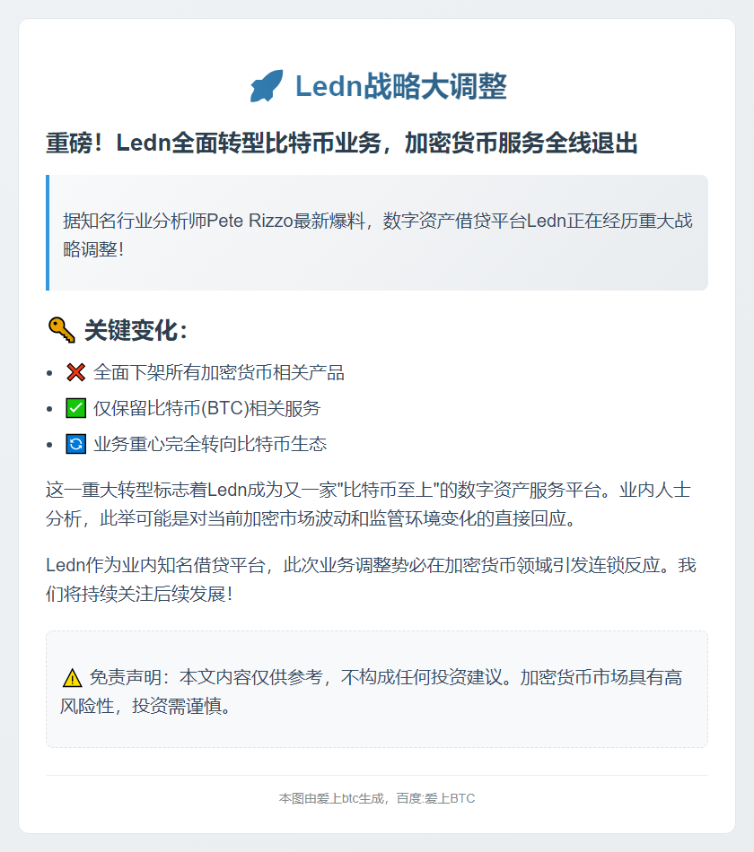 Ledn仅保留比特币服务