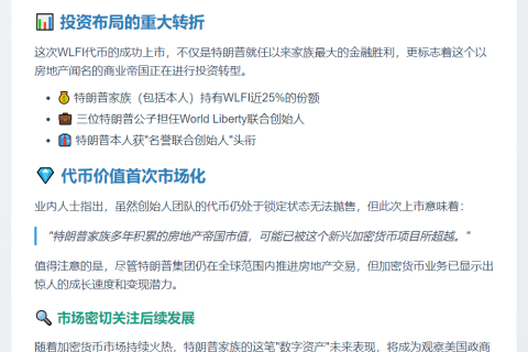 "特朗普家族借WLFI账增50亿美元"