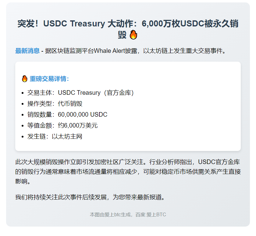 USDC 销毁 6000 万枚