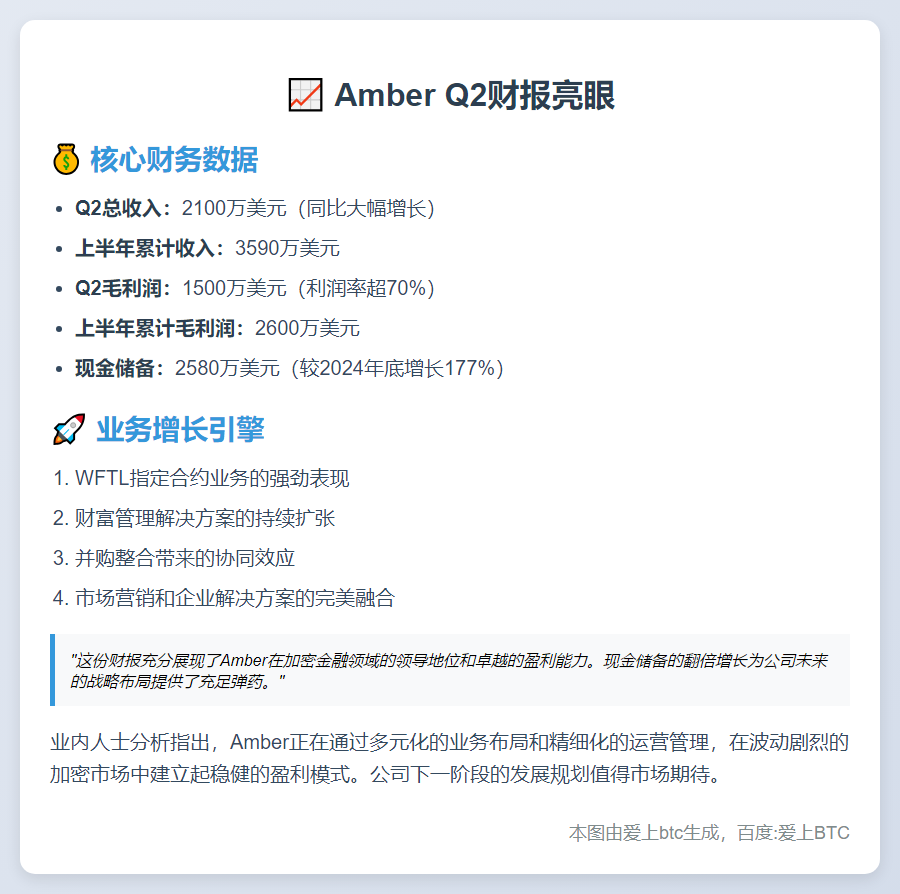 Amber Q2收入2100万 利润1500万