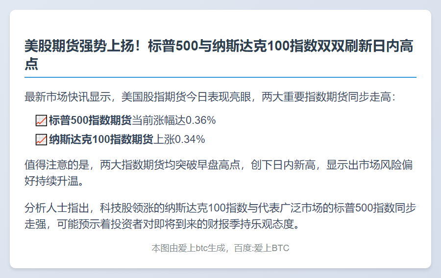 美股期货涨幅扩大