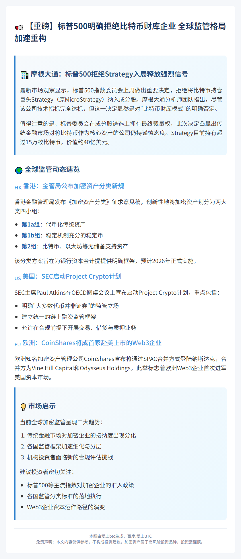 摩根大通：Strategy落选标普打击加密财库