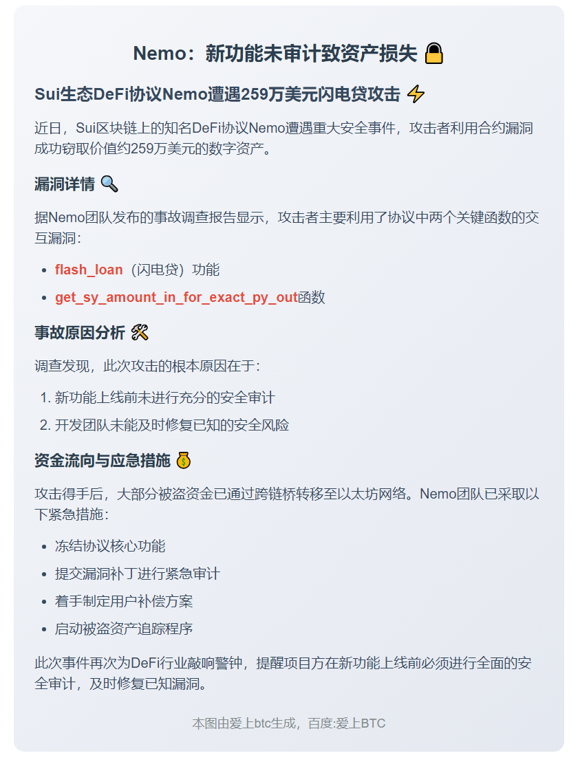 Nemo：新功能未审计致资产损失