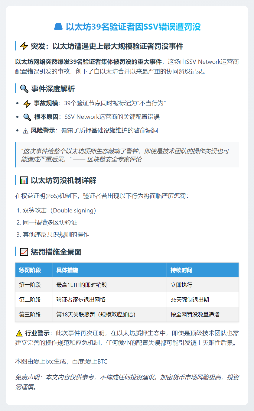 以太坊39名验证者因SSV错误遭罚没