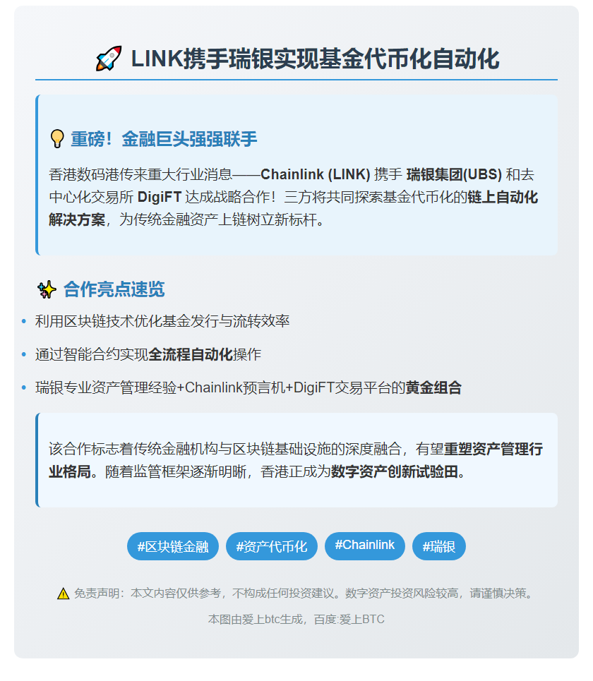 LINK携手瑞银实现基金代币化自动化