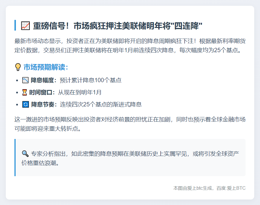 市场押注美联储明年1月前四度降息