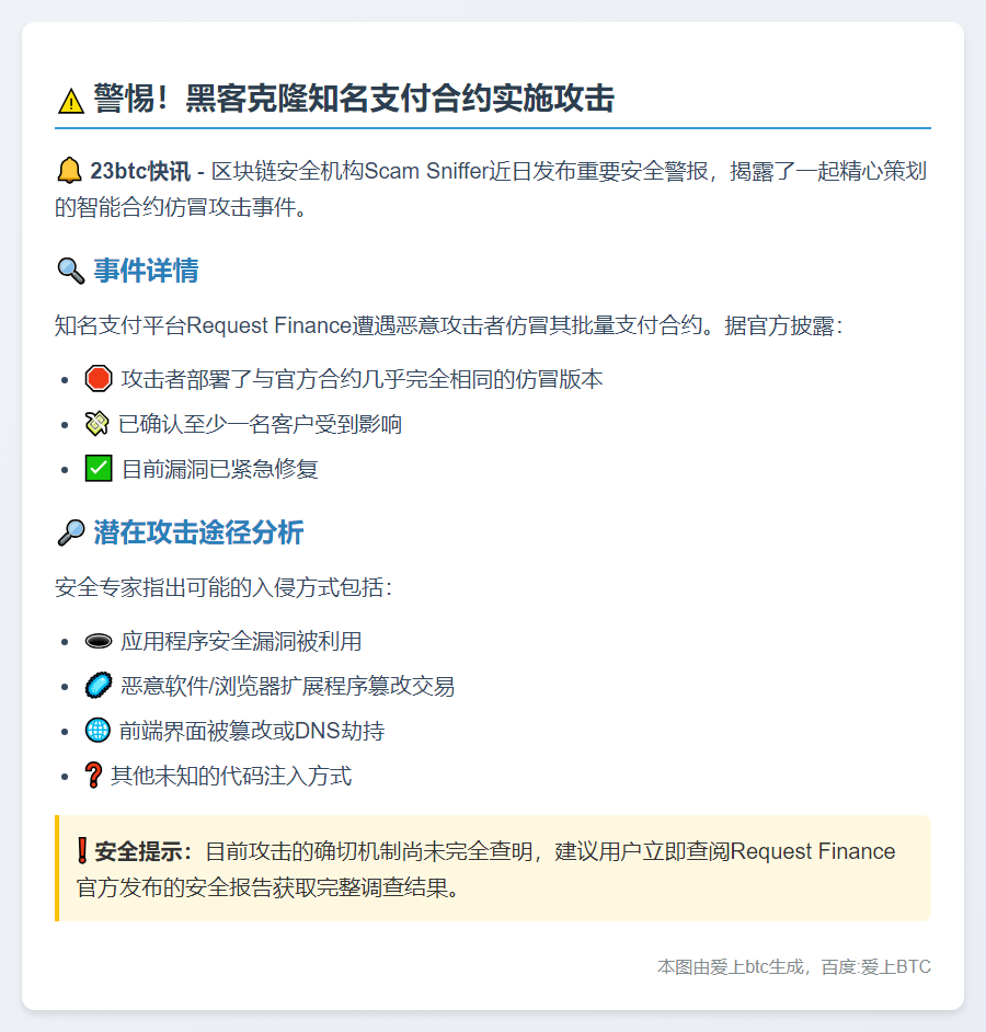 当心！仿冒Request Finance合约窃取资金