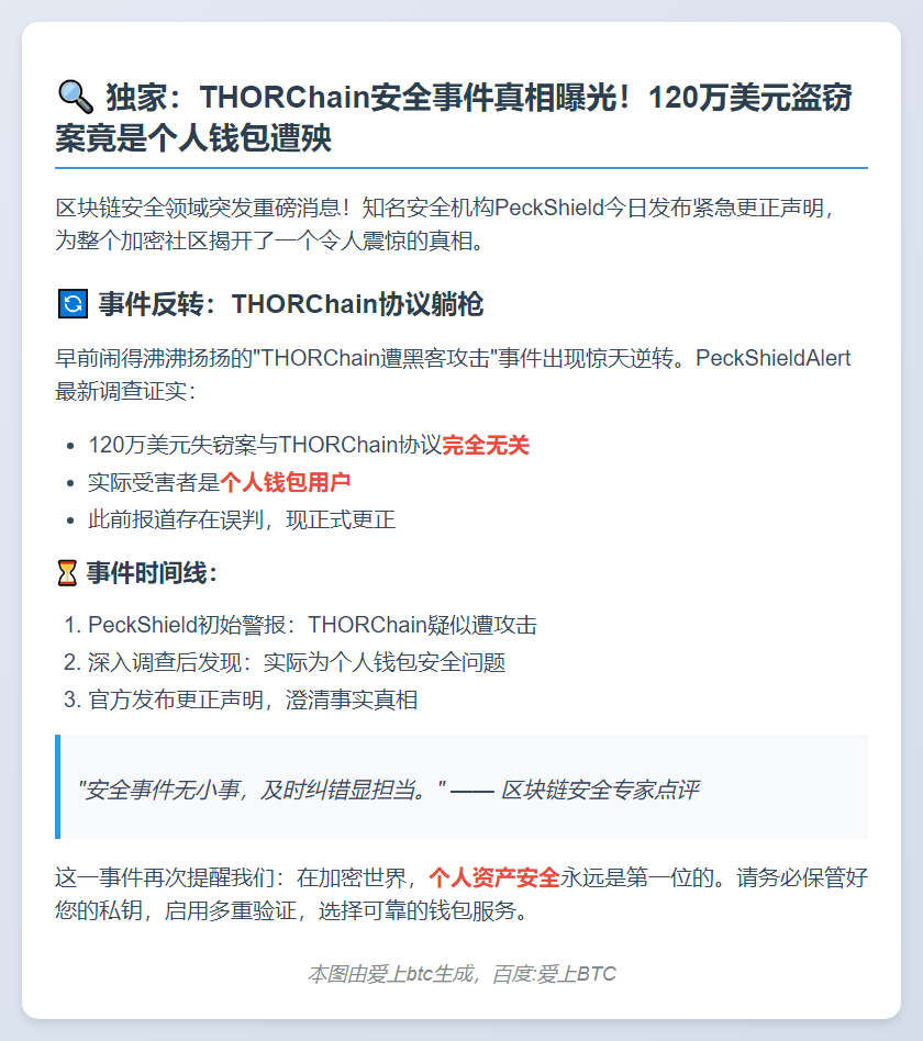 PeckShield：THORChain用户钱包遭窃