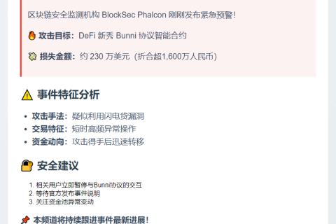 "BlockSec 发现 Bunni 协议 230 万美元可疑交易"