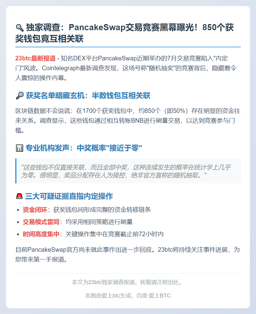 PancakeSwap 7月交易赛疑内幕