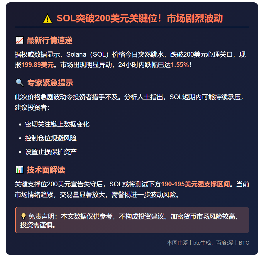"SOL跌破200刀"