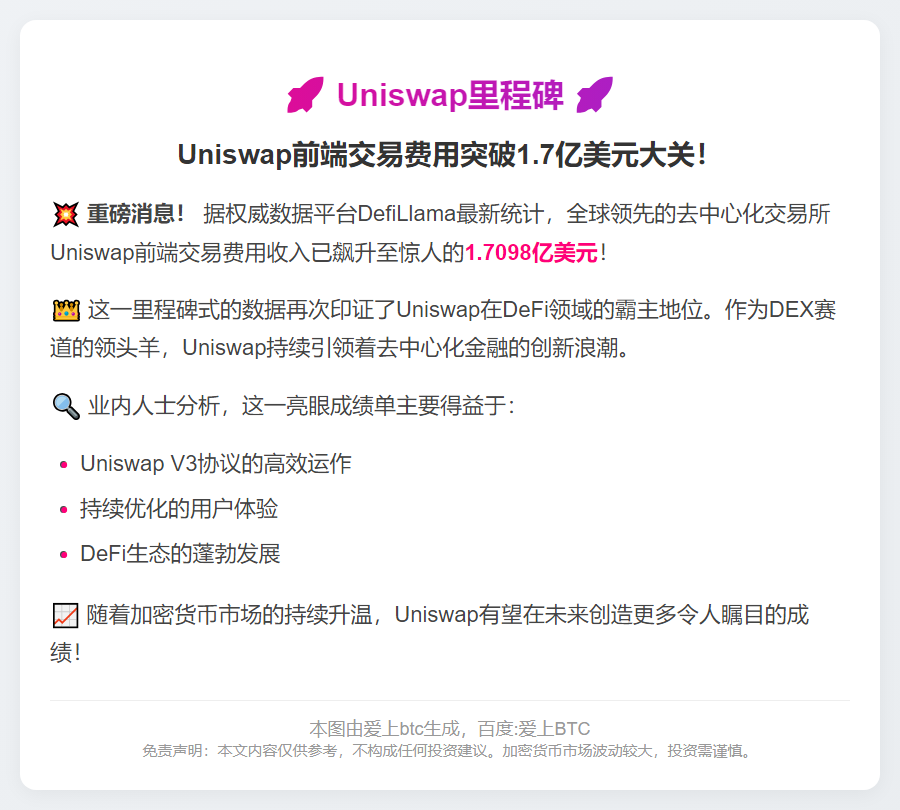 Uniswap交易费超1.7美元
