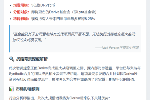 DRV代币供应拟增50%