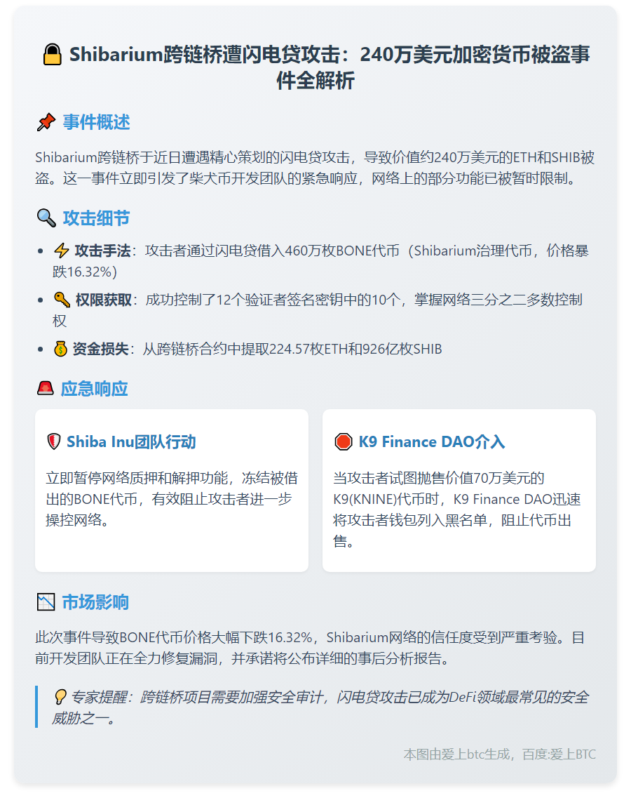 Shibarium遭闪电贷攻击损失240万美元