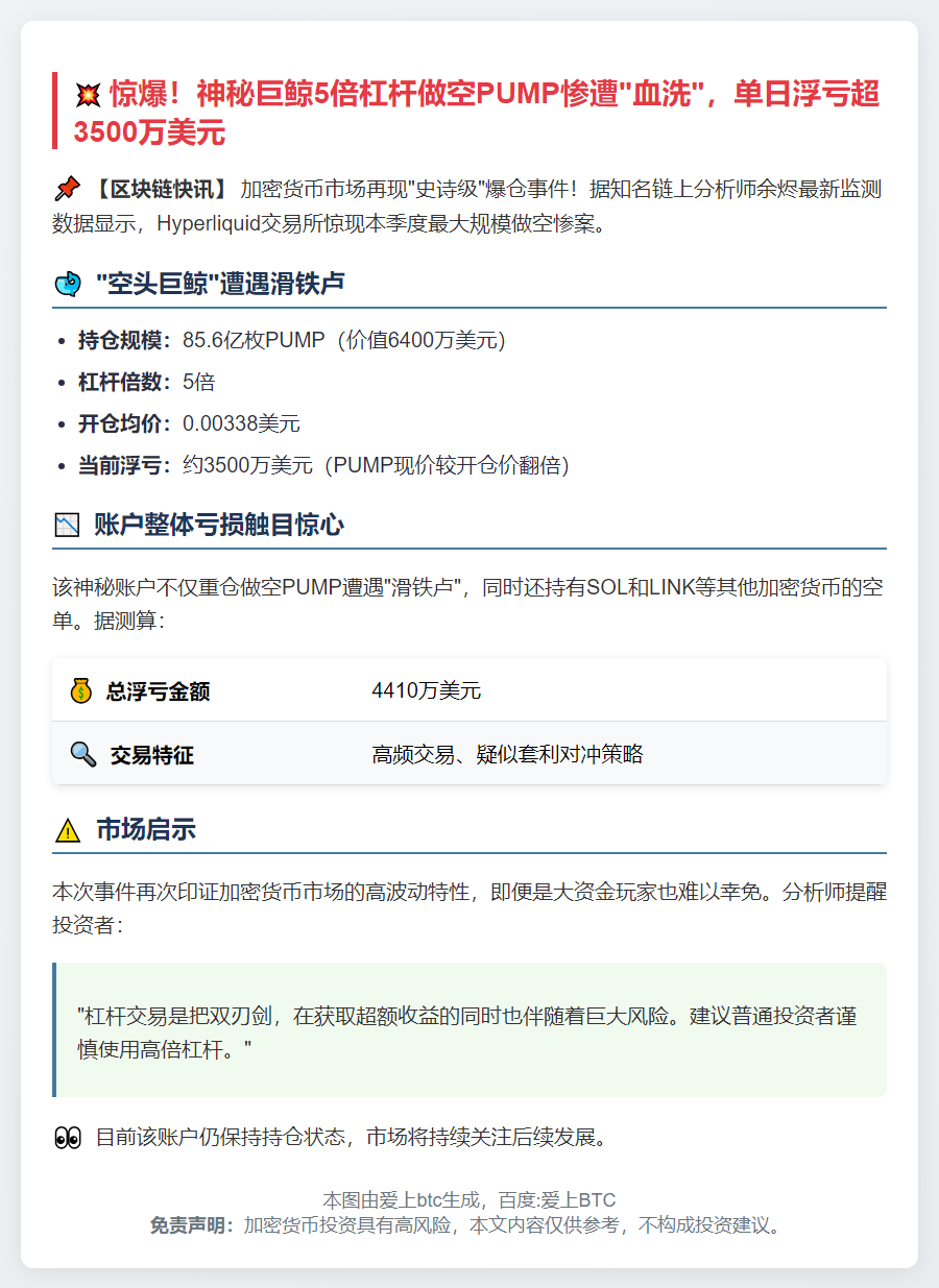 用户做空PUMP亏损4410万美元