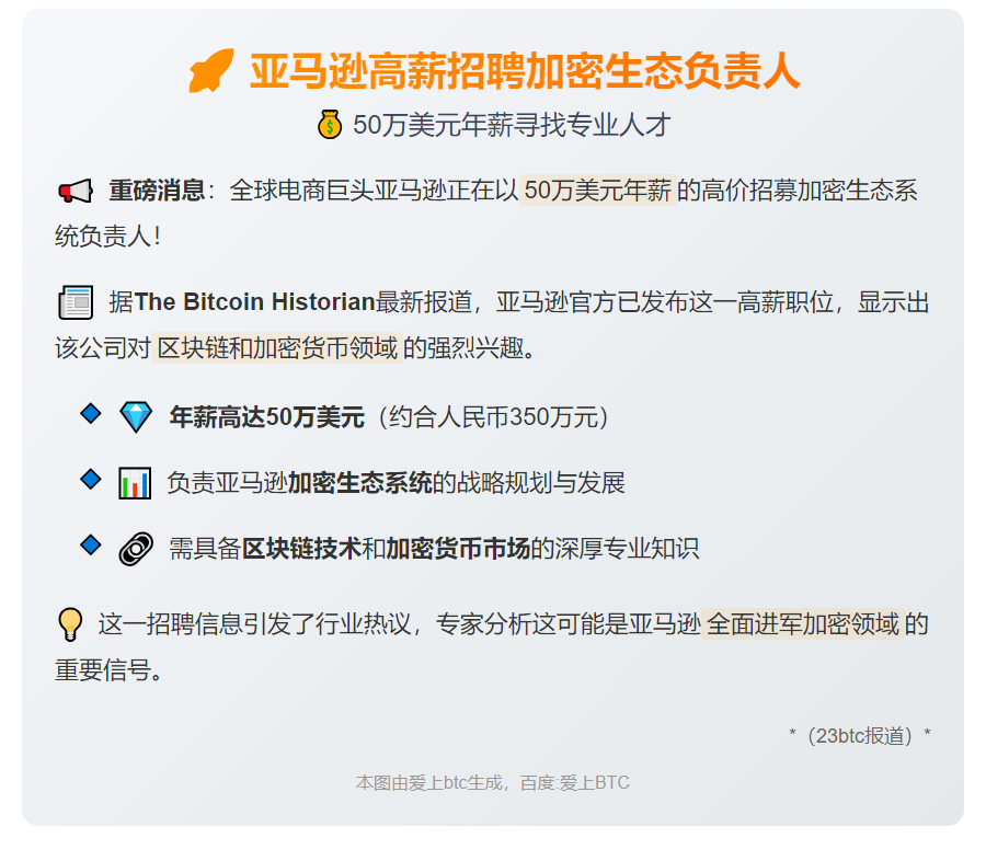 亚马逊高薪招聘加密生态负责人