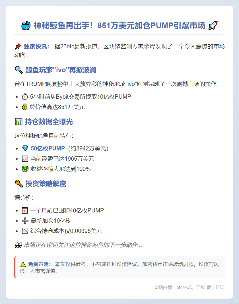 特朗普晚宴加仓851万美元PUMP