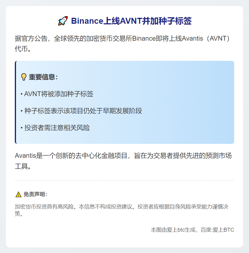 Binance上线AVNT并加种子标签