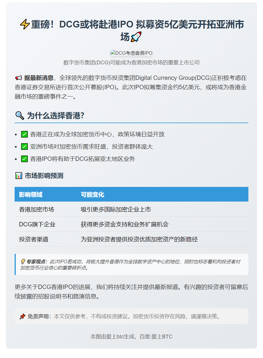 DCG拟香港IPO 募资5亿美元