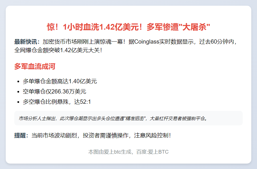 1小时爆仓1.42亿 多单惨遭主爆