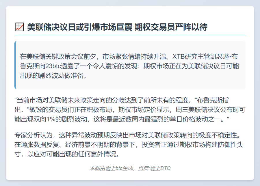 美联储决议日期权波动创数周新高