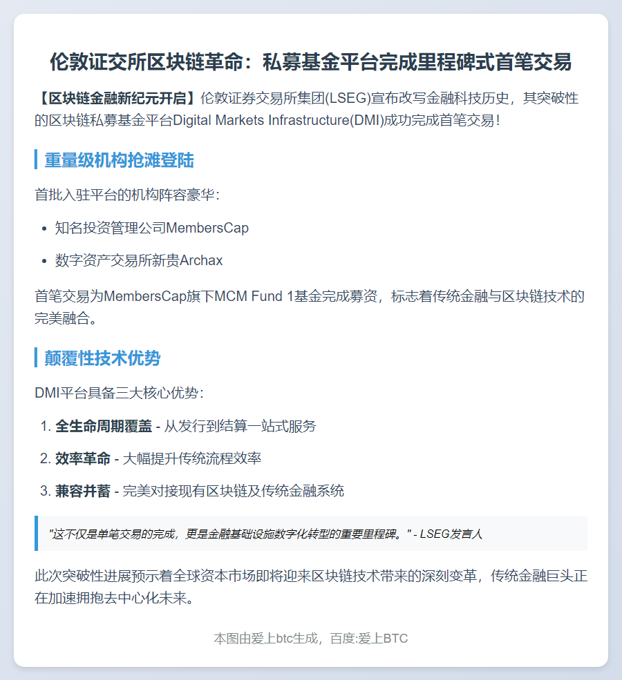 伦敦证交所区块链私募平台首单成交