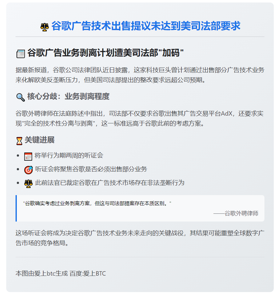 谷歌广告技术出售提议未达到美司法部要求