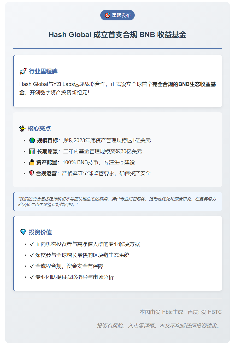 Hash Global 成立首支合规 BNB 收益基金