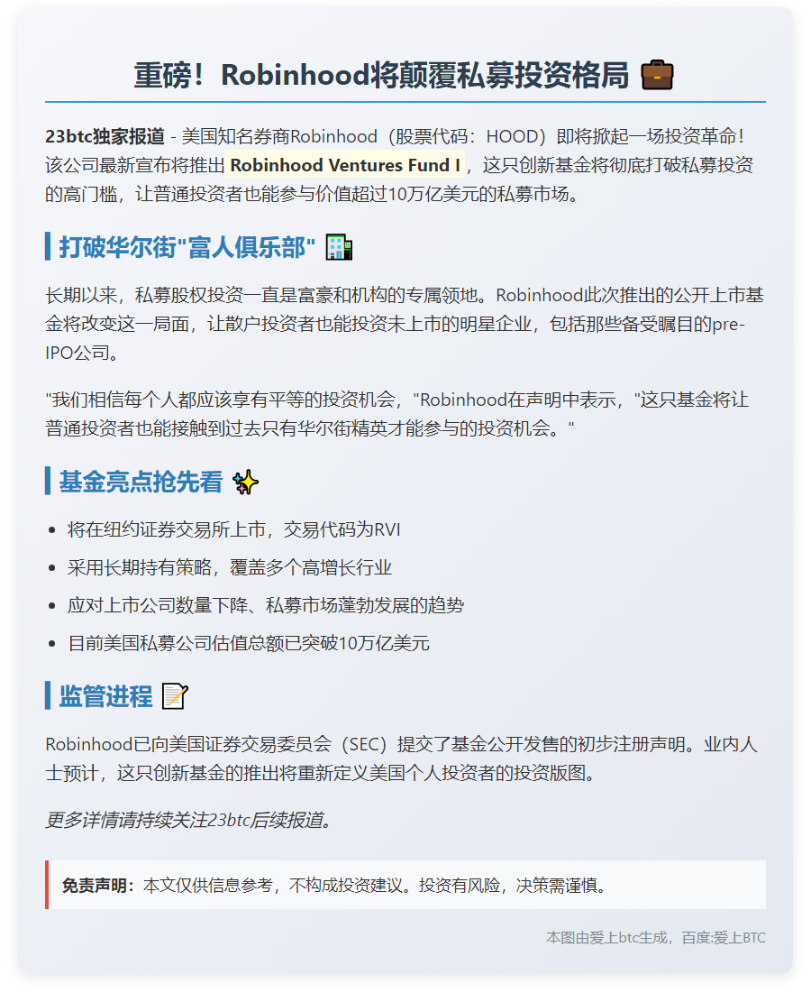 Robinhood将推美股私募基金